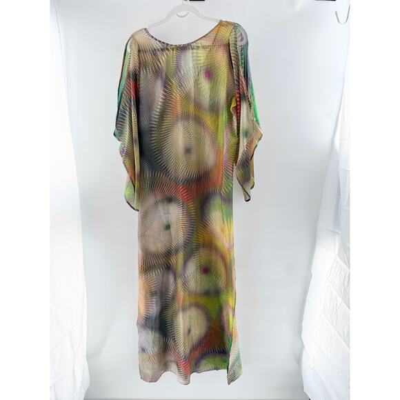 Alexis Semi Sheer Tie Dye V-Neck Oversized Long Cover Up Kaftan Dress Multi XS - Picture 2 of 3